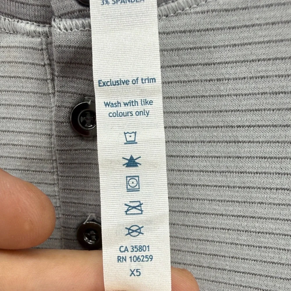 Lululemon Swiftly Tech Henley Long Sleeve Grey Stripe Anti-Odor Shirt Size‎ 10